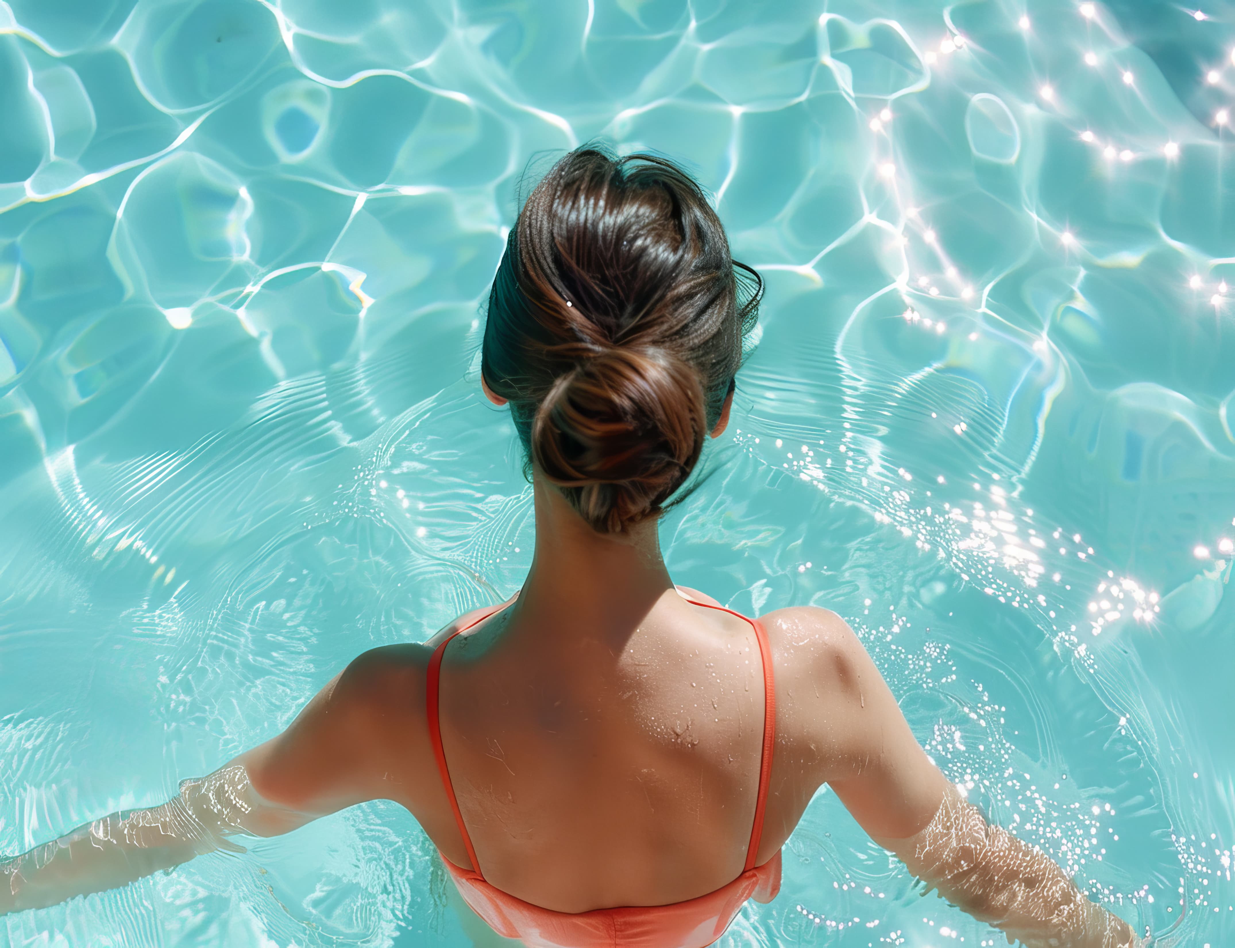 Una mujer en una piscina